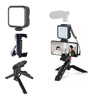 Imagem de Tripé Suporte De Celular Com Iluminação De Led Microfone Condensador P2 Com Controle Sem Fio Tripod Estabilizador Gravação Compatível Com Câmera Profissional PREMIUM