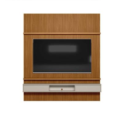 Imagem de Painel Ripado Modular 2.2 Para Tv até 75 com Nicho e Prateleira  Emily-Nature-OffWhite - EdeCasaMoveis