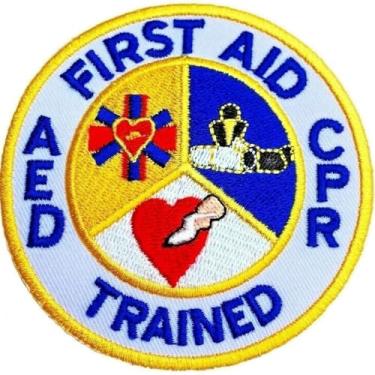 Imagem de First Aid AED CPR Treined Patch (7,6 cm) Bordado ferro ou Costurar no Emblema DIY Apliques Paramédicos Ambulância Camisa Jaqueta
