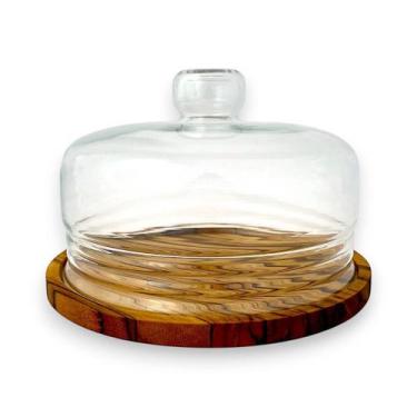 Imagem de Queijeira de Madeira Teca e Tampa de Vidro Frios Monte Novo