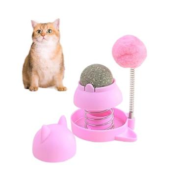 Imagem de Tyasoleil Brinquedo para gatos com mola, bola de erva-dos-gatos – brinquedo interativo para alívio do tédio para gatos (rosa)