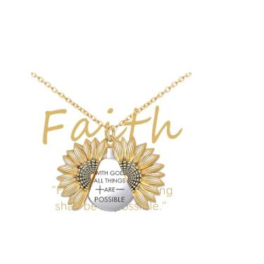 Imagem de LYTTMAB Colar com pingente de flor para mulheres, medalhão de margarida de girassol presente para mulheres, Medium, Zircônia cúbica, Sem Pedra Preciosa