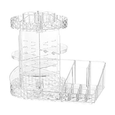 Imagem de Ysyqkn Organizador de Maquiagem, Suporte para Cuidados com a Pele, Suporte Giratório para Penteadeira, Grande Capacidade, Mesa Multifuncional, Caixa de Armaz