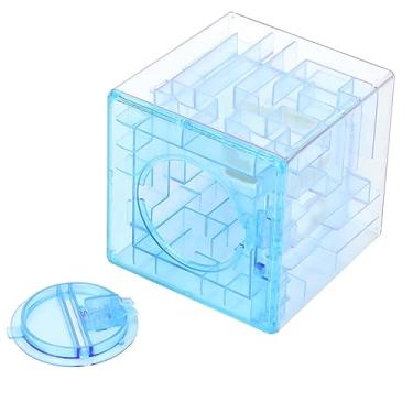 Imagem de lyrlody Mini Money Box Savings Puzzle Bank Maze Game for Kids Educational Toy Com Inovative Money Bank Idea para Aniversários Natal (Azul)