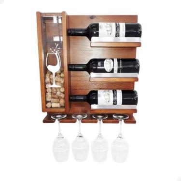 Imagem de Adega De Vinho Madeira C Aluminio Suporte De Taça Barzinho - Beto Move