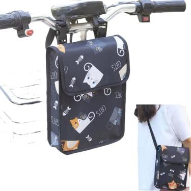 Imagem de LOGRRMTH Bolsa para guidão de bicicleta, barra de alça de bicicleta, bolsa suspensa frontal, 2 camadas com suporte para celular para motocicleta, ebike, scooter, triciclo, triciclo, ciclismo, barra
