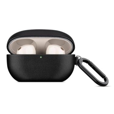 Imagem de LOPIE Capa de couro compatível com WF-1000XM5, capa de couro napa totalmente embrulhada à mão para fones de ouvido Sony WF1000XM5 (2023), capa rígida protetora com chaveiro para mulheres/homens