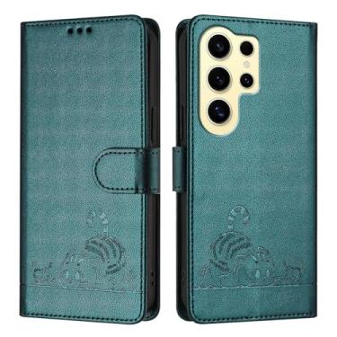 Imagem de MVVKKY Capa e bolsa transversal para Galaxy M55 5G (verde escuro)