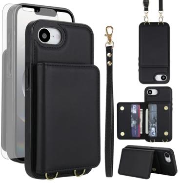 Imagem de Asuwish Capa de celular para iPhone 16e/SE 2025/SE 4 carteira com protetor de tela de vidro temperado, alça de pulso, bloqueio de RFID, porta-cartão i Phone16e i16e 16 e SE4 4ª geração 16eCase