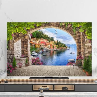 Imagem de Capa de TV 32-80 polegadas Capa protetora contra poeira de TV para LCD LED Desktop/Pendurar/Protetores de tela curvados Universal TV Computador À Prova de Poeira Capa Decorativa Azul-1||65 polegadas