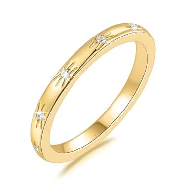 Imagem de SunDins Anéis de ouro 14K para mulheres, zircônia cúbica, não mancha, anéis de ouro delicados para mulheres, beleza e resiliência, joias fofas 5, 6, 7, 8, 9, Ouro, Zircônia cúbica