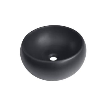 Imagem de Cuba de Apoio Redonda Sem Válvula para Banheiro Louça Cerâmica 41cm Morganita Pingoo.casa - Preto