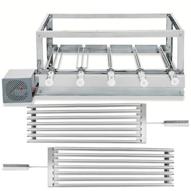 Imagem de Churrasqueira Gira Grill Artinox - 100% Inox - 5 Espetos Giratórios + 2 Grelhas Argentinas com Coletor de Gordura