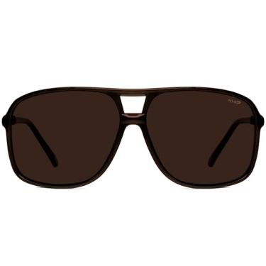 Imagem de NYS Collection Óculos de sol aviador retrô para homens e mulheres estilo vintage dos anos 70, leve 100% de proteção (armação marrom - lente polarizada marrom)