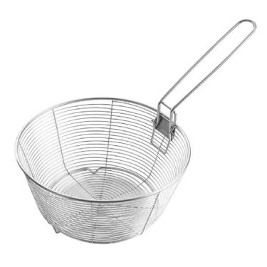 Imagem de Cesta de fritadeira de aço inoxidável – alça destacável, malha de arame redonda para batatas fritas, batatas fritas e servir alimentos – grau alimentício, lavável na lava-louças (20 cm)