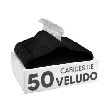 Imagem de Kit 50 Cabides De Veludo Slim Ultra Finos Antideslizante Preto - Kpart