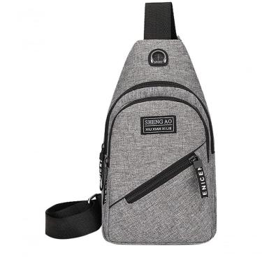 Imagem de Bolsa Mochila Impermeável Transversal Crossbody Pochete De Peito Portátil Alça única Ajustável Cinza
