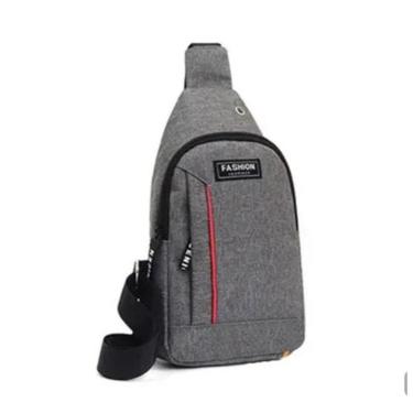 Imagem de Bolsa Mochila Impermeável Transversal Crossbody Pochete De Peito Portátil Alça única Ajustável Cinza