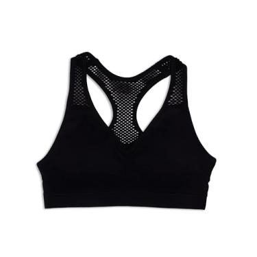 Imagem de Maidenform Sutiã esportivo sem costura com costas nadador para meninas, Traseira de malha preta, G