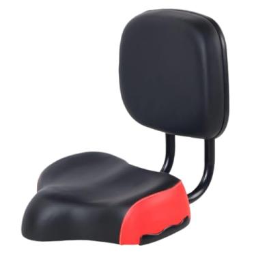 Imagem de Assento traseiro de bicicleta, assento de bicicleta largo com encosto, almofada ergonômica, peças de reposição de couro PU, sela larga para exercício, montanha, estrada, triciclo urbano, ciclismo