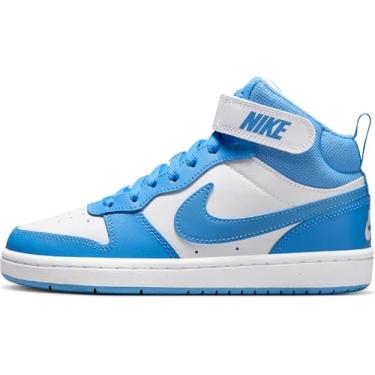 Imagem de NIKE Tênis de ginástica unissex infantil Court Borough Mid 2, Branco e azul além, 5 Big Kid