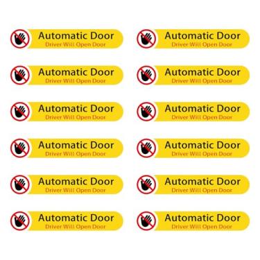Imagem de Adesivo de porta automática, 12 peças Driver Will Open Doors Sign Car Decalques, Auto-Door Do Not Touch, Decalques de vinil à prova d'água de 12 x 2,5 cm para janela automotiva de van de táxi SUV (12