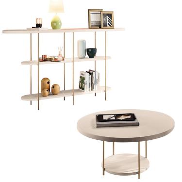 Imagem de Aparador Intinity e Mesa de Centro Sky com Tampo em MDF - HB Móveis Off White
