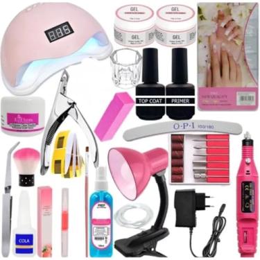 Imagem de Kit Completo Cabine Sun 5 48w Digital Led UV Lixadeira Elétrica Caneta *Unha Gel*