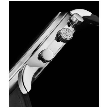 Imagem de Relgio Stuhrling 3986L Crongrafo 44mm Mostrador Preto Prata Pulseira Couro Preto - Fivela Implantao Prata