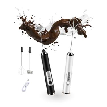 Imagem de Mini Mixer Misturador de Bebidas Batedor de Ovos Processador Elétrico Recarregável Portátil Inox Fuê Multiuso Premium Turbo Sem Fio Carregamento Usb Três Velocidades - Premium Ezc®