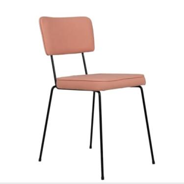 Imagem de Cadeira de Jantar Roma H Lona Rosa Base Aço Preto- OOCA Móveis