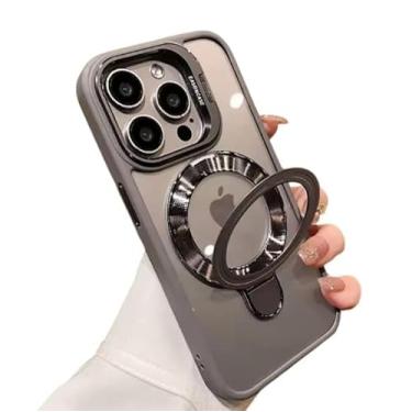 Imagem de Capinha com suporte duplo titânio natural para iphone 16 pro max - Compatível com carregamento por indução