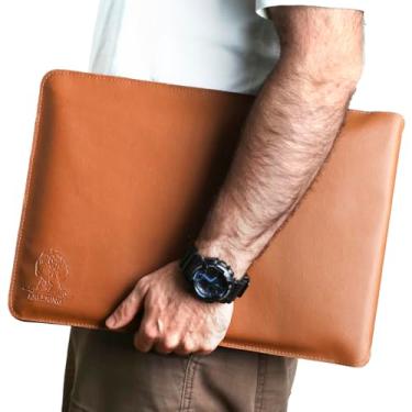 Imagem de Luva Pasta Capa Case/Mouse Pad Para Notebook Couro Caramelo 14,1 Polegadas. Acompanha Porta Copos. - MGA Store