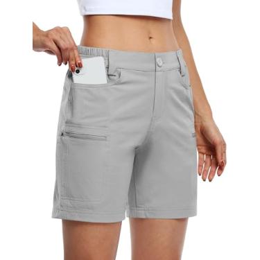 Imagem de Short cargo feminino para caminhada Willit para atividades ao ar livre e resistente à água com bolsos 12,7 cm, cinza, P