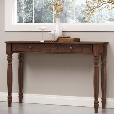 Imagem de Aparador de Sala 120cm 2 Gavetas Pé Madeira Rubia Café F07 - Mpozenato