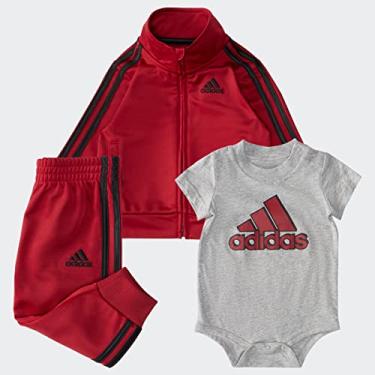 Imagem de adidas Conjunto de três peças de tricô para crianças, vermelho, tamanho 6 meses