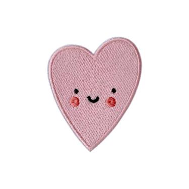Imagem de OKOMCM Patch bordado de coração fofo de 7,5 cm, adorável coração sorridente faça você mesmo, adesivos femininos fofos, adesivos bordados para roupas, mochilas, chapéus, jeans, presente moderno para