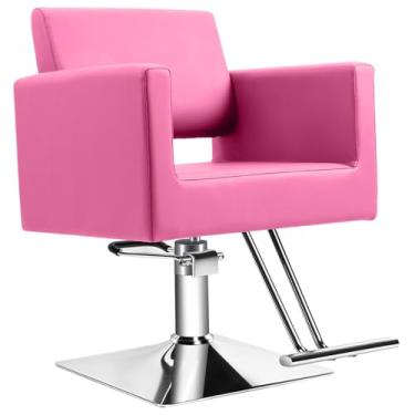 Imagem de Cadeira de salão de barbeiro de cabeleireiro, capacidade de 150 kg - com bomba hidráulica resistente, equipamento de beleza de spa ajustável giratório de 360°, cabeleireiro feminino para barbearia