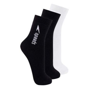Imagem de Kit com 3 Pares de Meias Esportiva Cano Médio Speedo 8032 Colorido, Pr