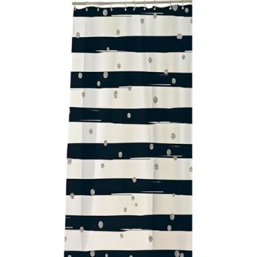 Imagem de Cortina Box Banheiro 100% Pvc 198cm X 180cm Antimofo (198 x 180, Metalizado preto e branco)