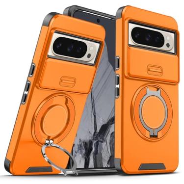 Imagem de Anlalish Capa compatível com Google Pixel 9 Pro XL com suporte, capa de telefone resistente à prova de choque para Google Pixel 9 Pro XL com capa de câmera (laranja)