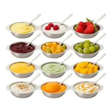 Imagem de Conjunto Jogo de Sobremesa 12 Peças  6 Potes inox 6 Colheres Inox Eleg