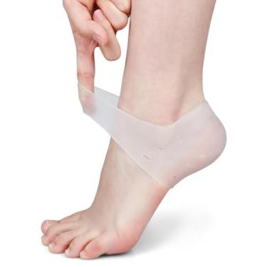 Imagem de Protetores de calcanhar de gel de silicone para prevenção de bolhas, bojos de calcanhar e protetores de tornozelo atualizados para dor no calcanhar, fascite plantar e alívio de calcanhares rachados