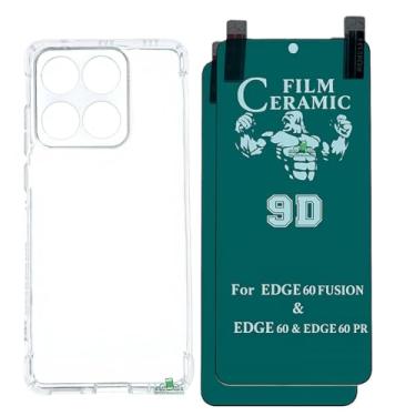 Imagem de Compatível com Moto Edge 60 Pro - 1 Capinha Capa Anti Impacto Shock + 2 Peliculas de Ceramica Gel 9d Protecao de Tela