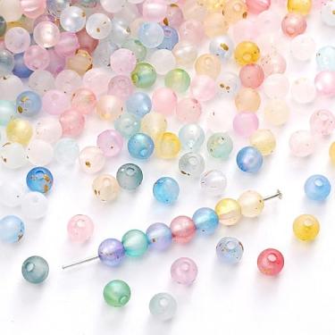 Imagem de 1000 peças de contas redondas foscas de acrílico para fabricação de joias 6 mm contas foscas coloridas com bolinhas douradas mini contas espaçadoras em massa para colar, pulseira, brincos, artesanato