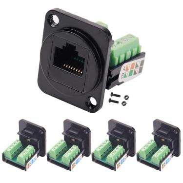 Imagem de PENGLIN Adaptador de terminal de parafuso RJ45 de 5 peças, conector de montagem em painel Cat5E, conector terminal fêmea RJ45 sem solda