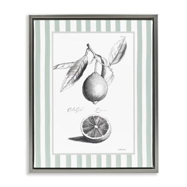 Imagem de Stupell Industries Arte de parede em tela flutuante cinza com borda listrada cítrica vintage por Lettered and Fored, 53 x 43 cm