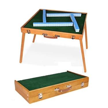 Imagem de Mahjong Mahjong Conjunto de azulejos chineses Mahjong 144 peças com mesa de Mahjong dobrável portátil Mah Jongg para uso doméstico, atividades ao ar livre, festa, viagem, Mahjong chinês