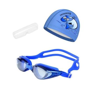 Imagem de Kit Óculos, Estojo e Touca de Natação Infantil Hero Band, Azul bic gol