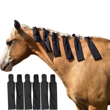 Imagem de Sacos de crina de cavalo Ranch Hand - protegem a juba do vento, sol e lama - Previne emaranhados, fricção e quebra - Feito com Lycra e Nylon - Fácil de usar e lavável - Conjunto de 6 (Preto)